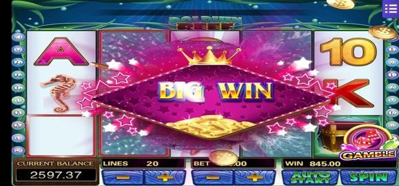 A colorful slot machine featuring a prominent 